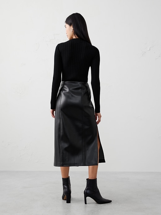 Vegan Leather Midi Skirt