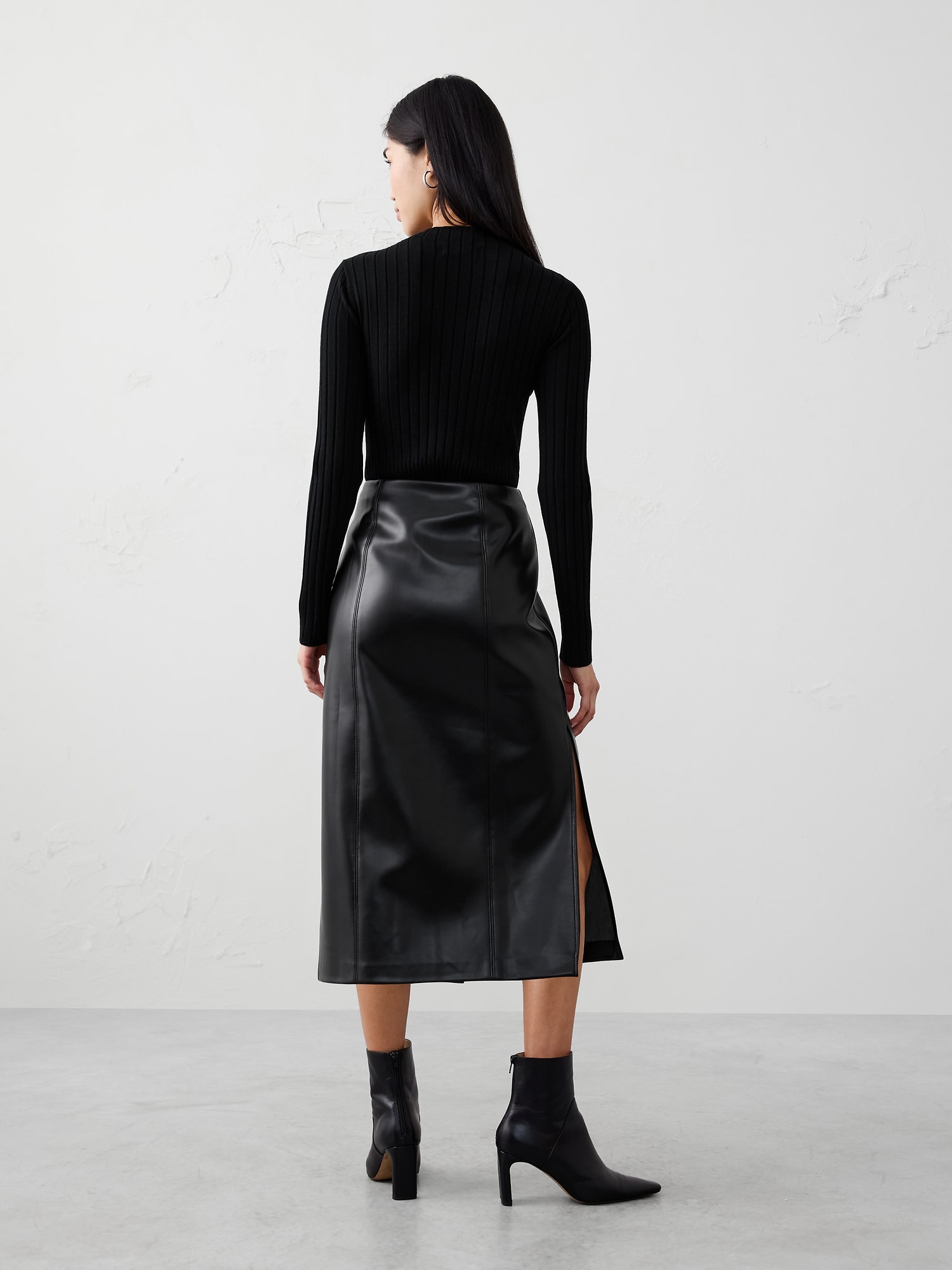 Image number 2 showing, Vegan Leather Midi Skirt