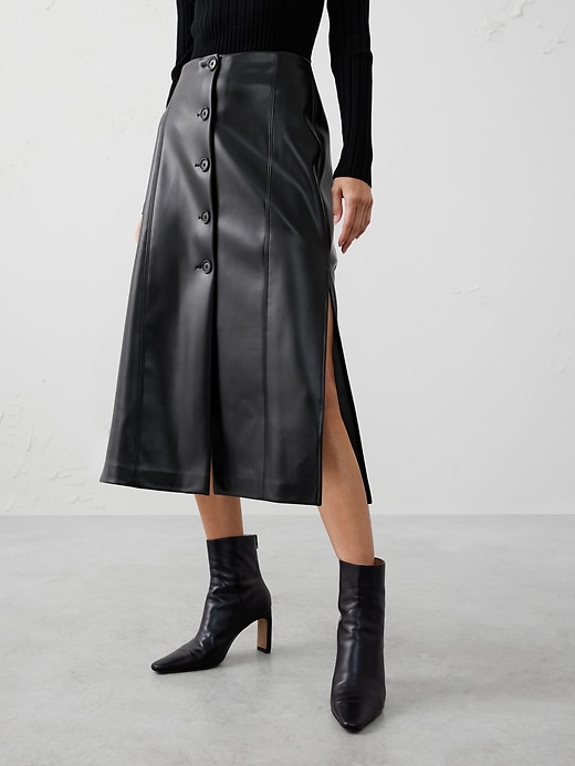 Vegan Leather Midi Skirt