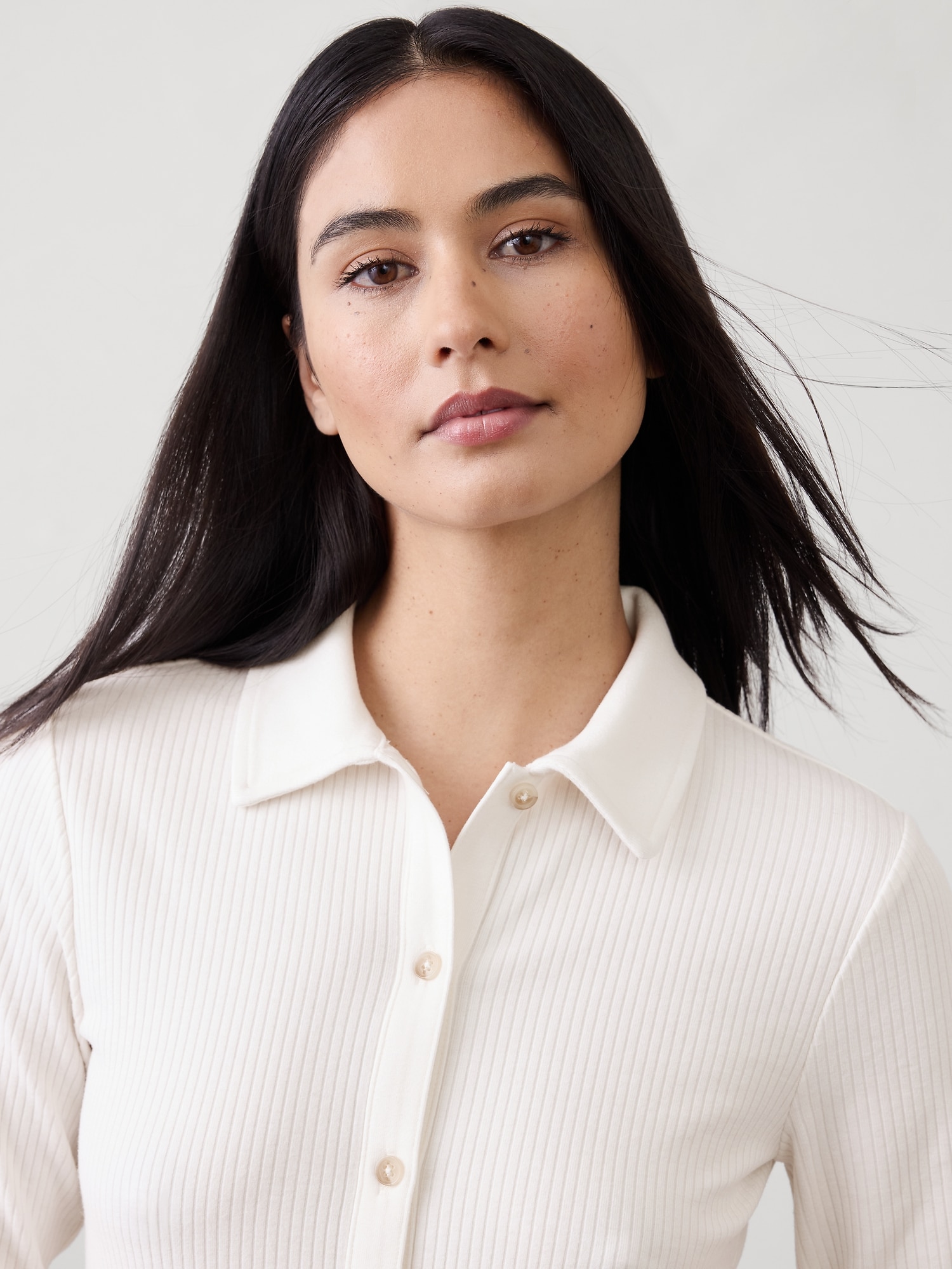 Image number 3 showing, Brushed Ribbed Button Top