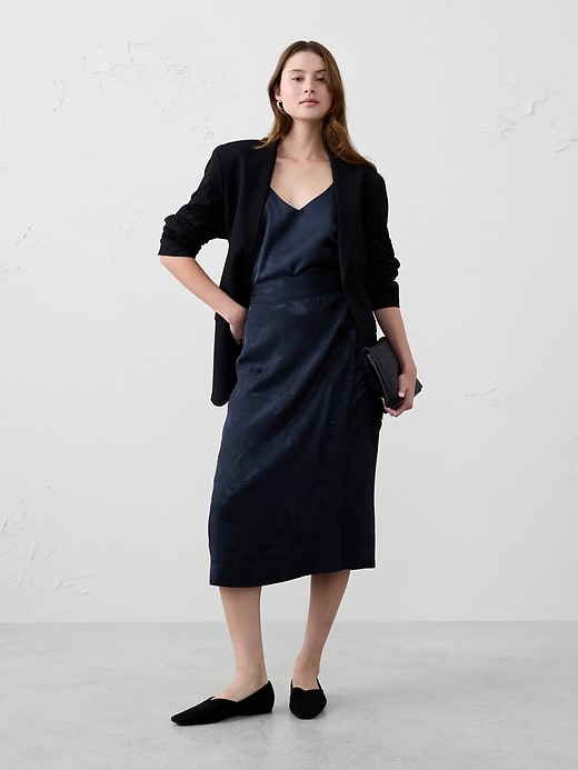 Jacquard Wrap Midi Skirt