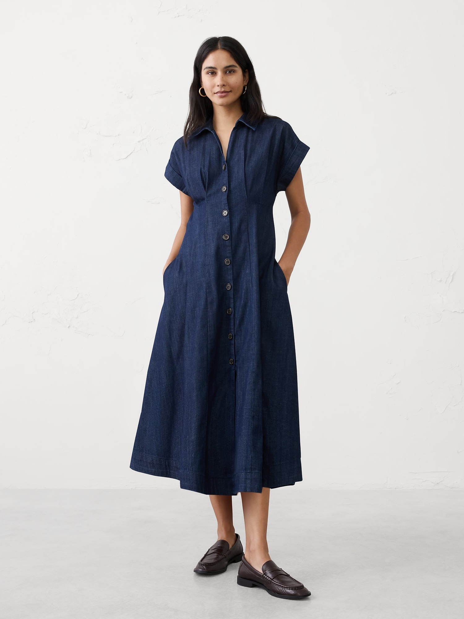 Twill Midi Shirtdress