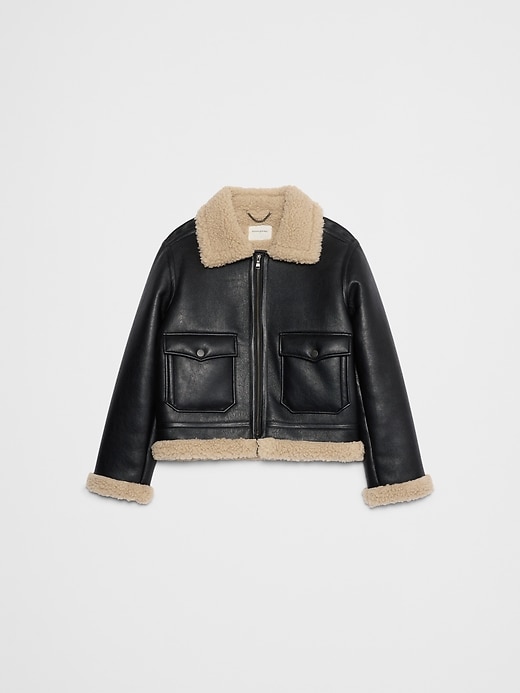 Faux Shearling Vegan Leather Bomber Jacket | Banana Republic Factory