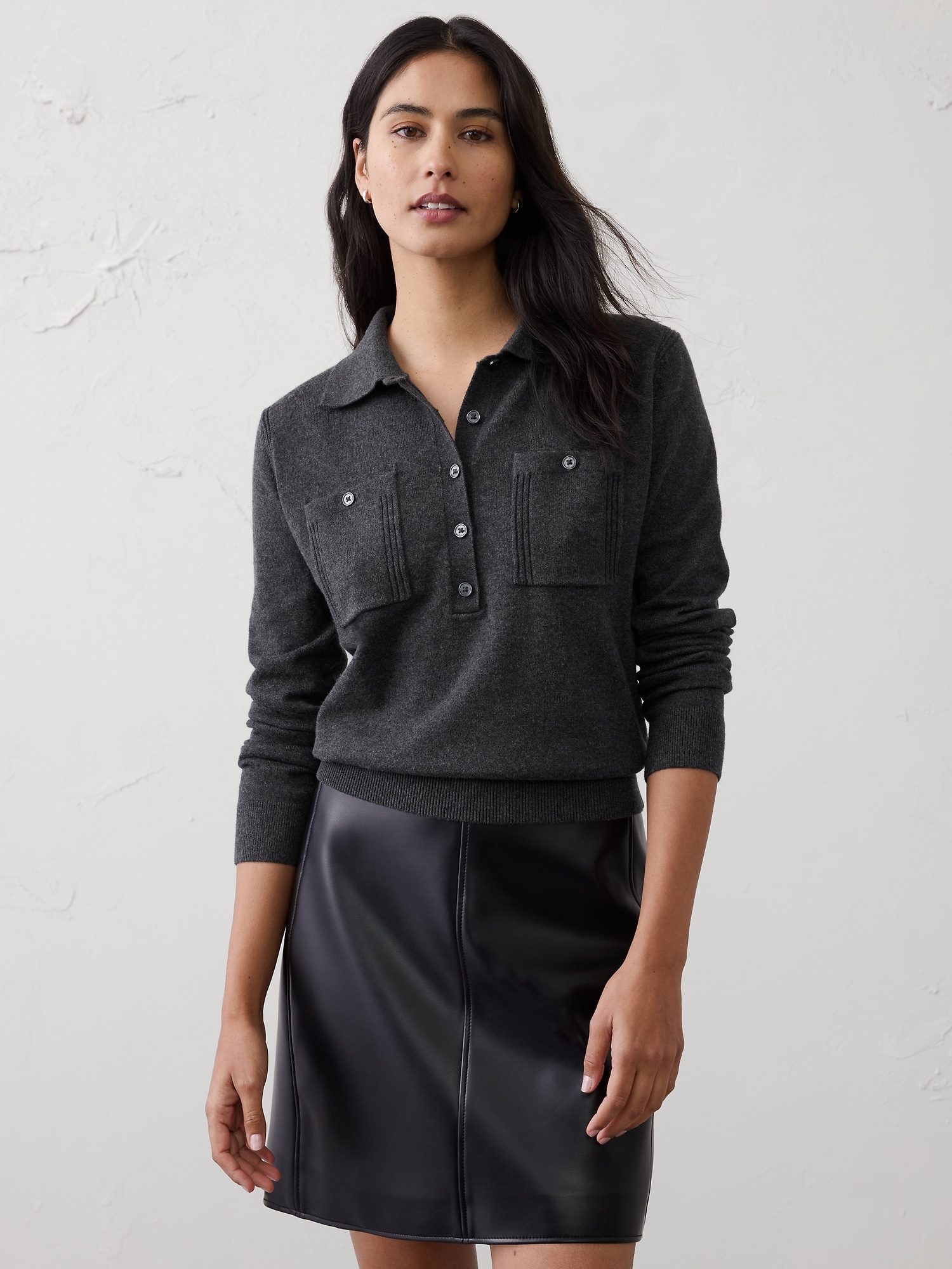 Cloud Soft Polo Henley Pullover Sweater