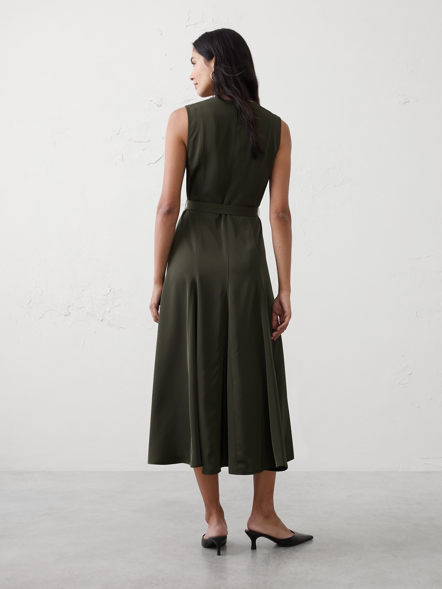 Image number 2 showing, Sheen Twill Godet Midi Dress