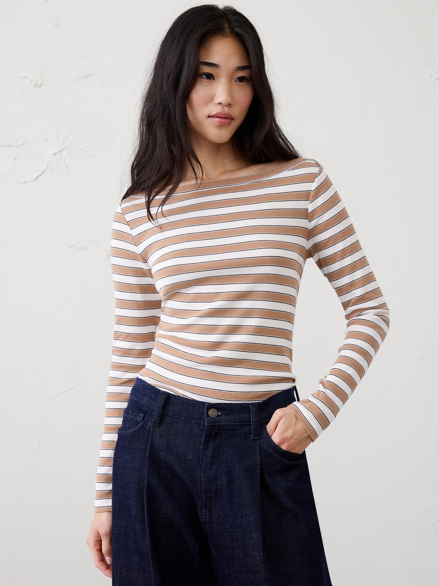 Ribbed Boatneck Top