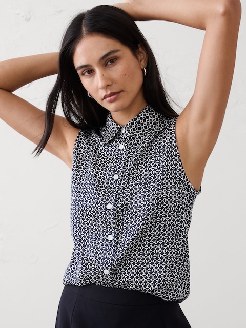 Silky Collared Top