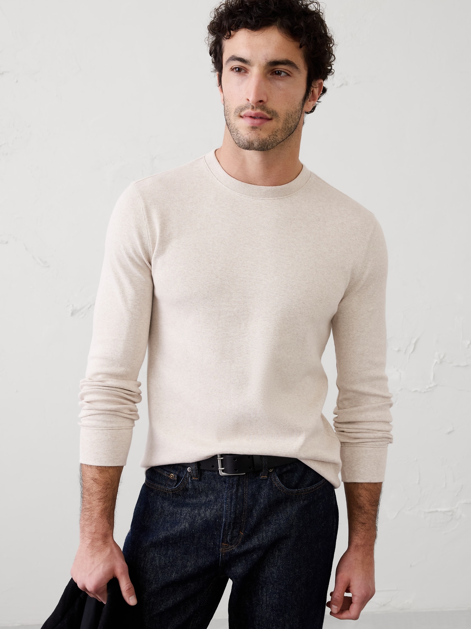 Standard-Fit Mini Ribbed Pullover Top