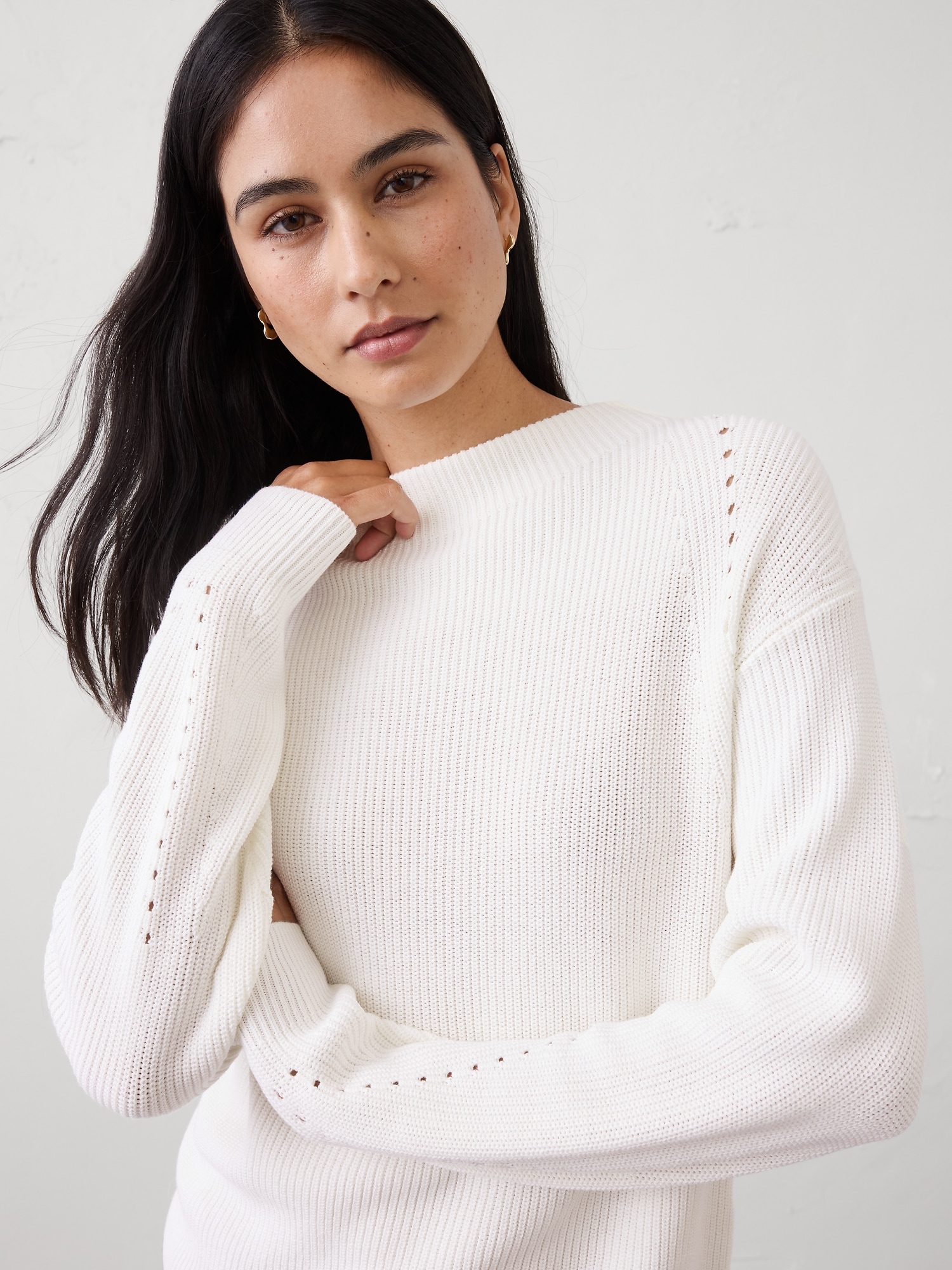 Image number 3 showing, Pointelle Ribbed Pullover Sweater