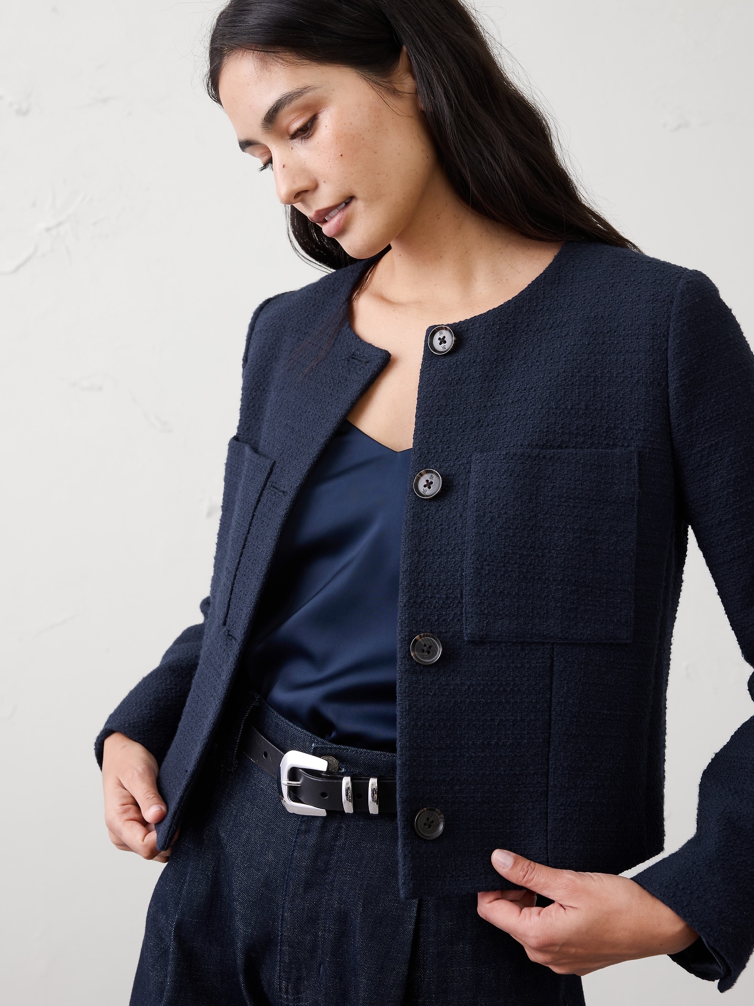 Image number 3 showing, Collarless Suit Jacket