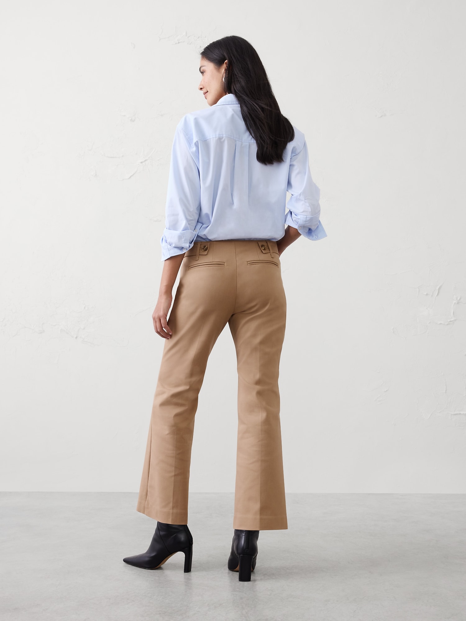 Image number 2 showing, Mid-Rise Kick-Flare Sateen Ankle Pant