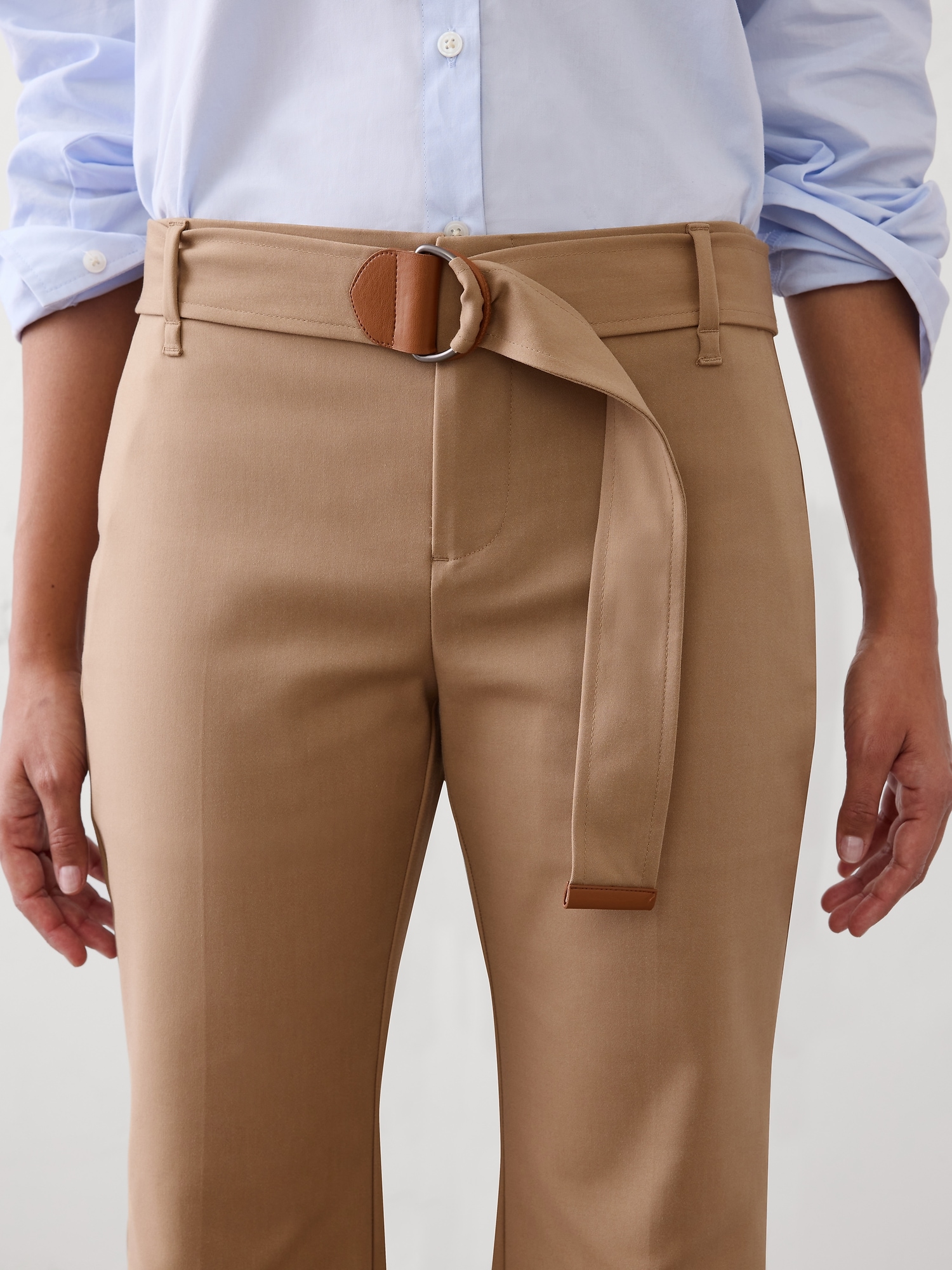 Image number 3 showing, Mid-Rise Kick-Flare Sateen Ankle Pant