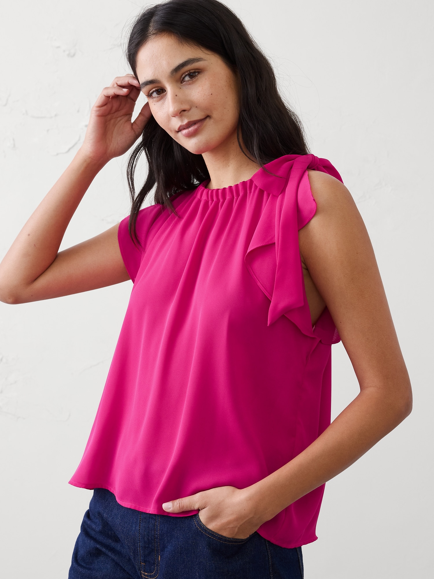 Georgette Tied-Shoulder Top