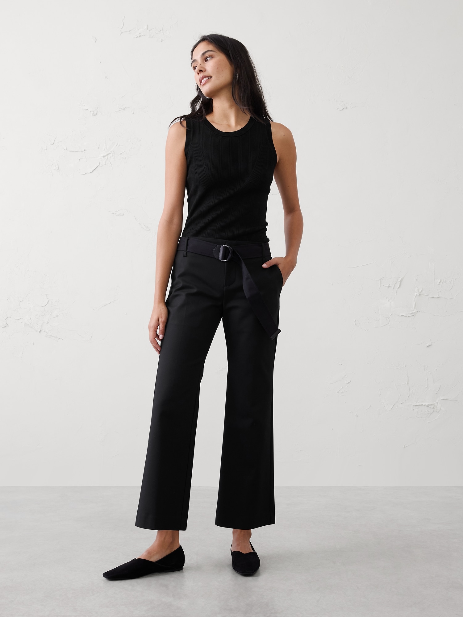 Mid-Rise Kick-Flare Sateen Ankle Pant