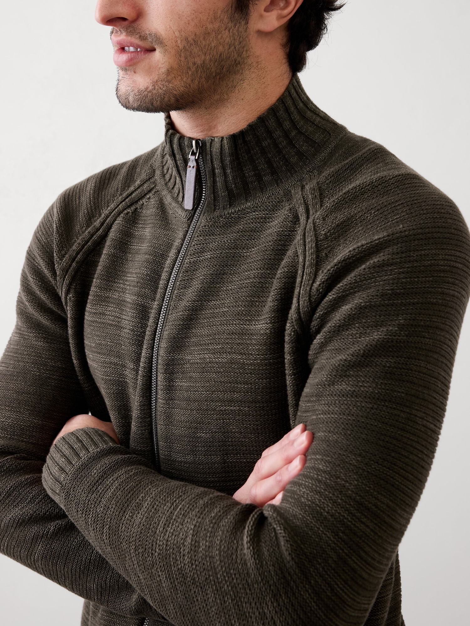 Image number 3 showing, Mock-Neck Cardigan Sweater