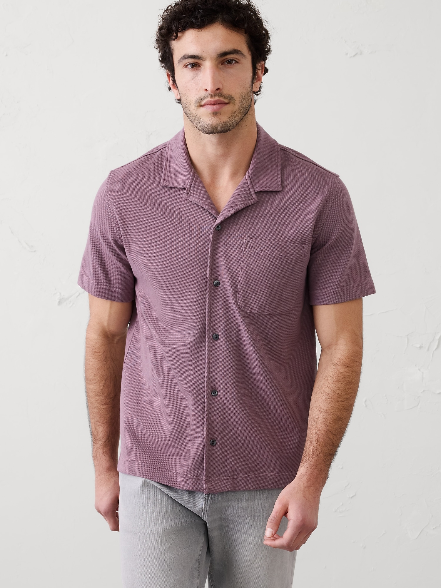 Standard-Fit Textured Resort Polo
