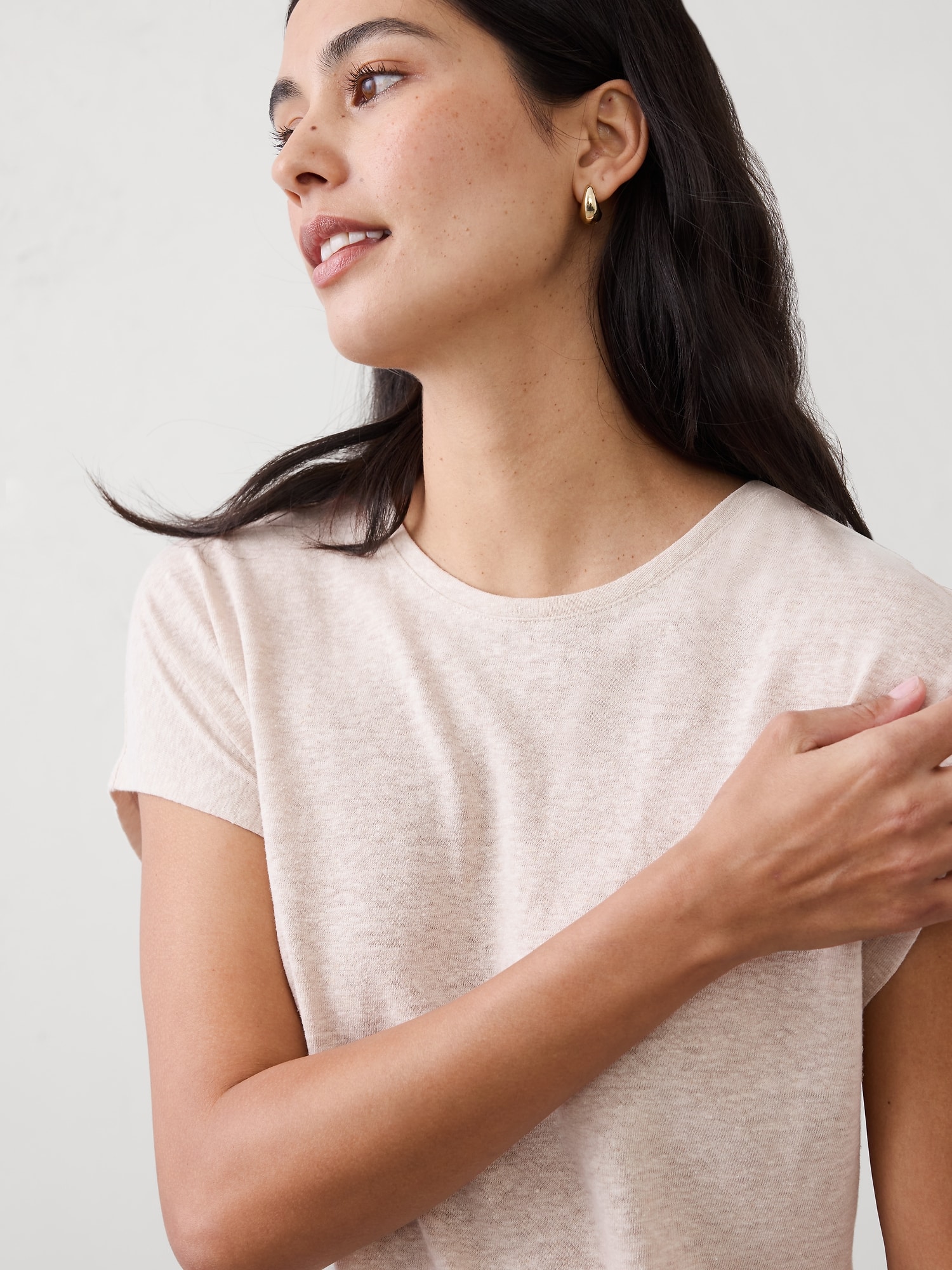 Image number 3 showing, Linen-Blend Dolman-Sleeve T-Shirt