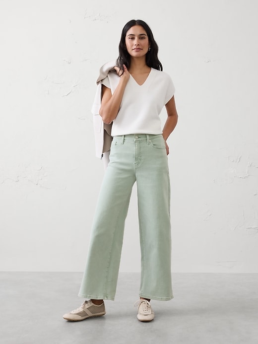 Wide-Leg High-Rise Cropped Jean