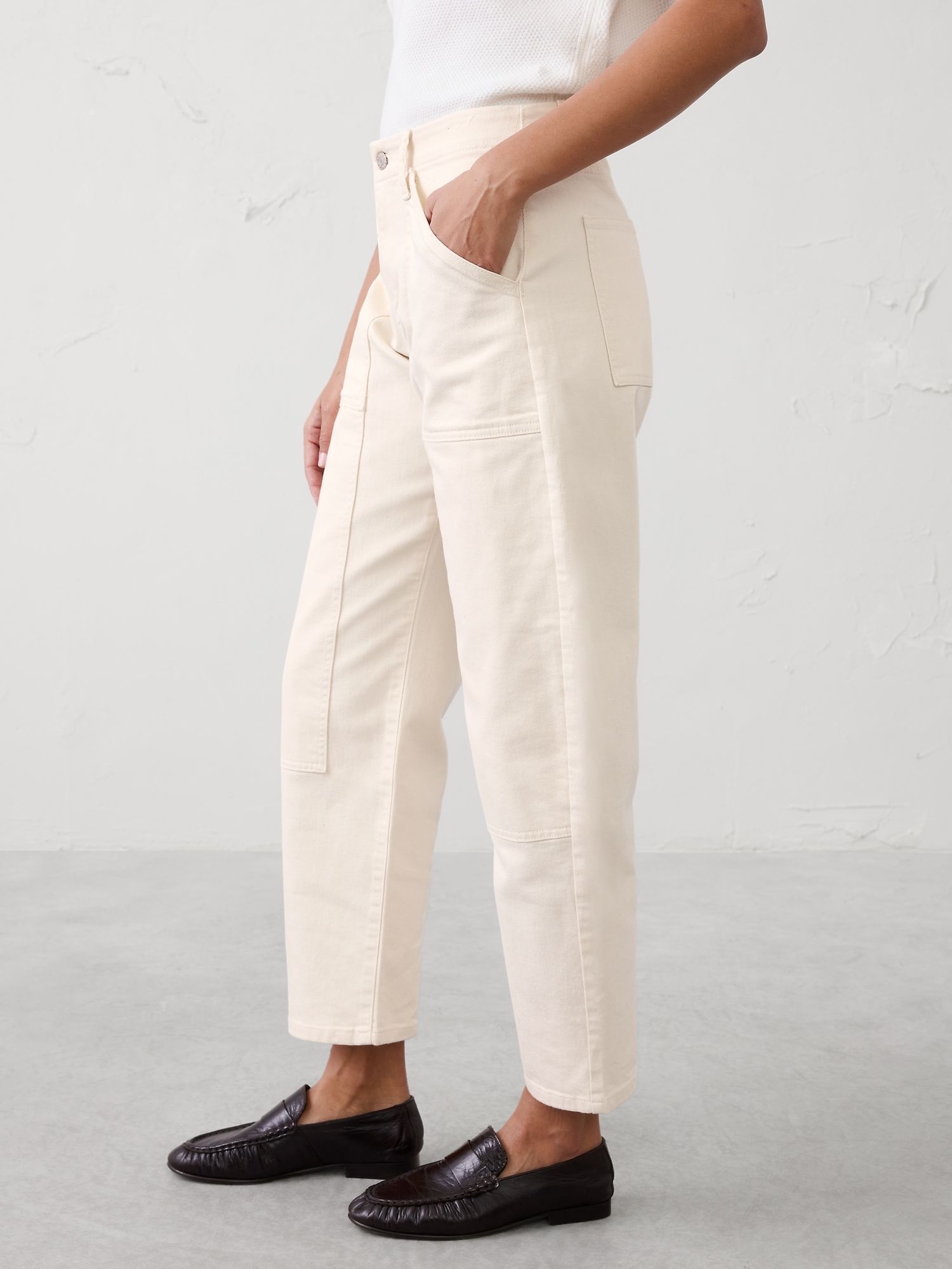 Image number 3 showing, Mid-Rise Barrel-Leg Patchwork Jean