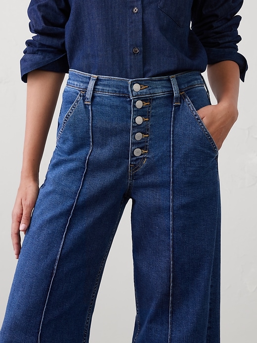 Wide-Leg High-Rise Pintuck Cuffed Jean | Banana Republic Factory