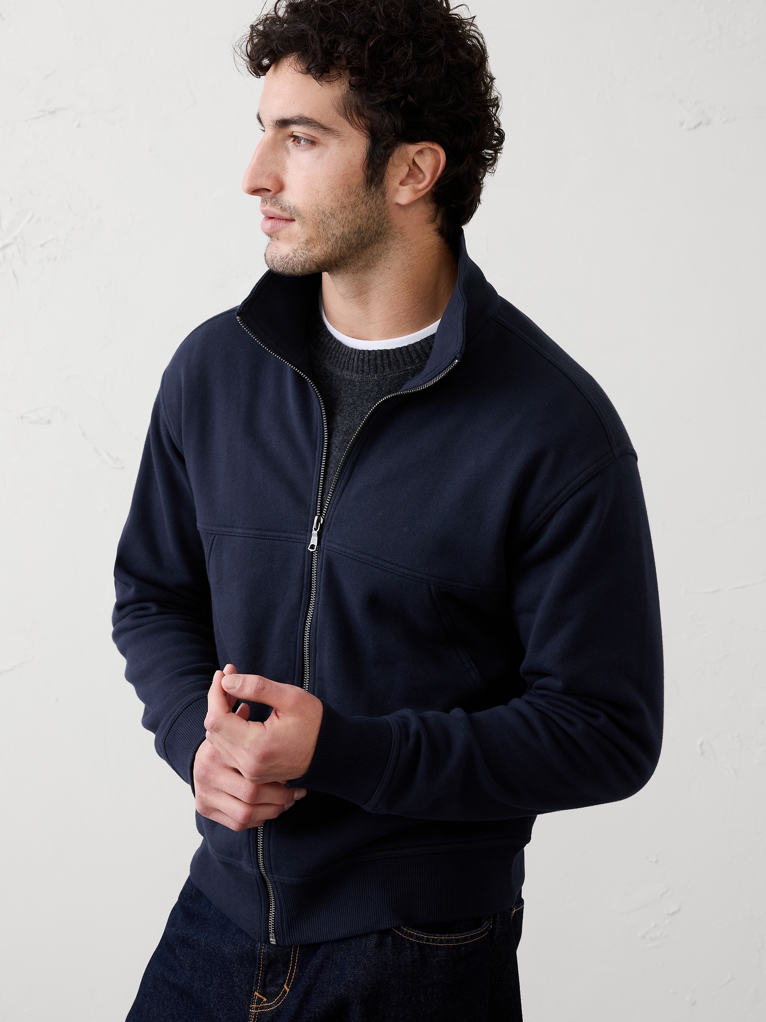 Washed Mock-Neck Jacket