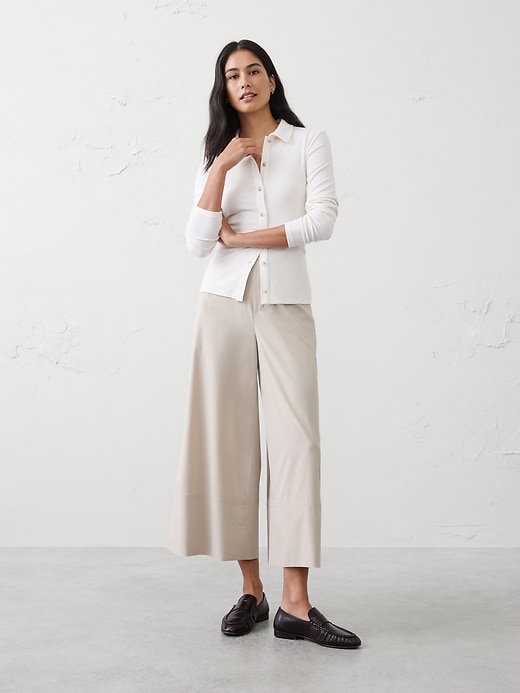 Wide-Leg High-Rise Airstretch Pull-On Cropped Pant