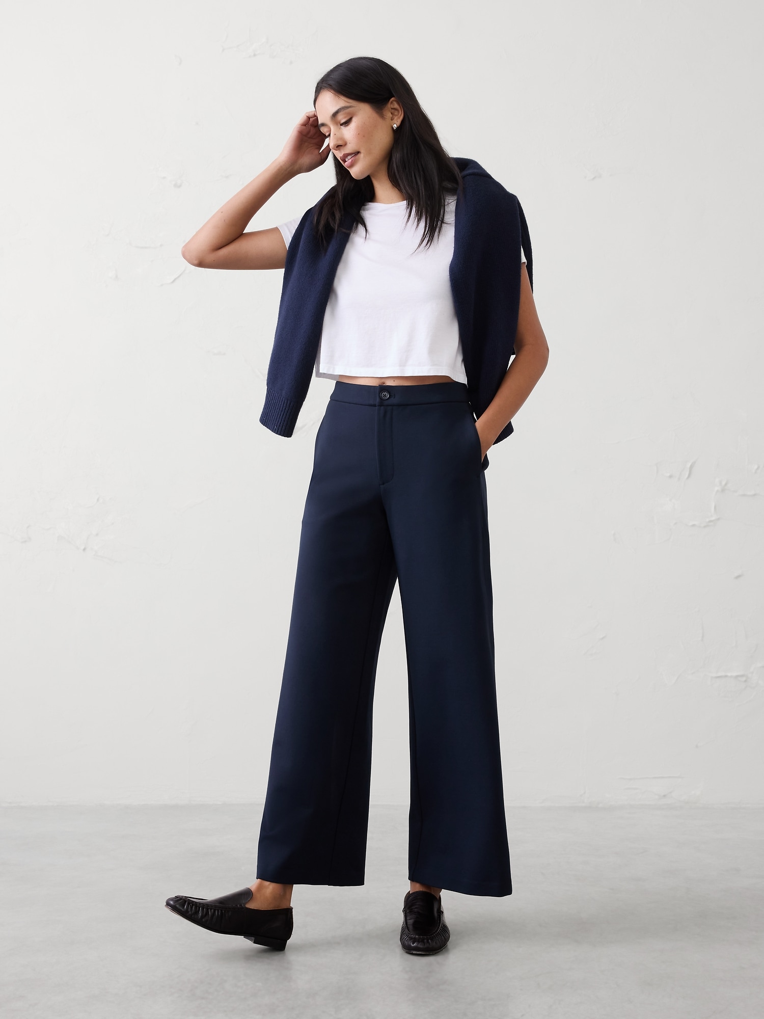 High-Rise Wide-Leg Ponte Crop Pant