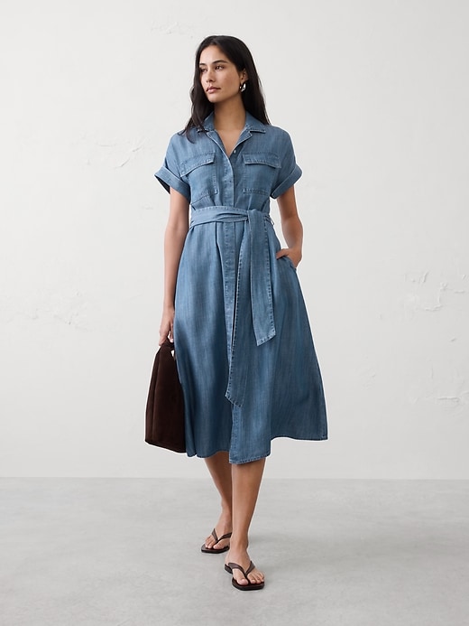 Poplin Utility Midi Shirtdress