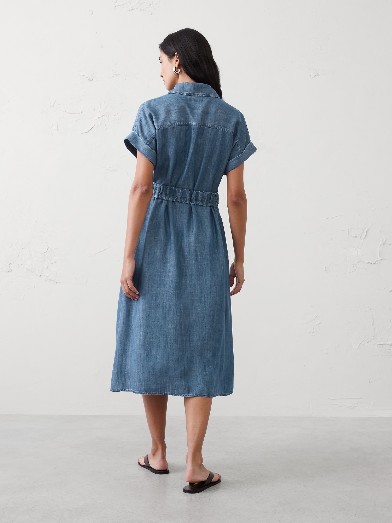 Image number 2 showing, Chambray Utility Midi Shirtdress