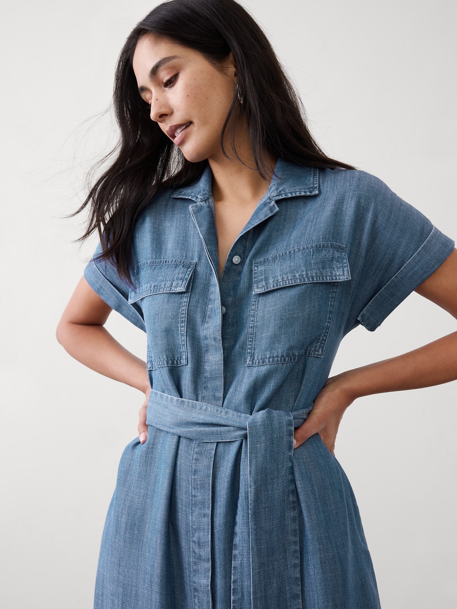 Image number 3 showing, Chambray Utility Midi Shirtdress