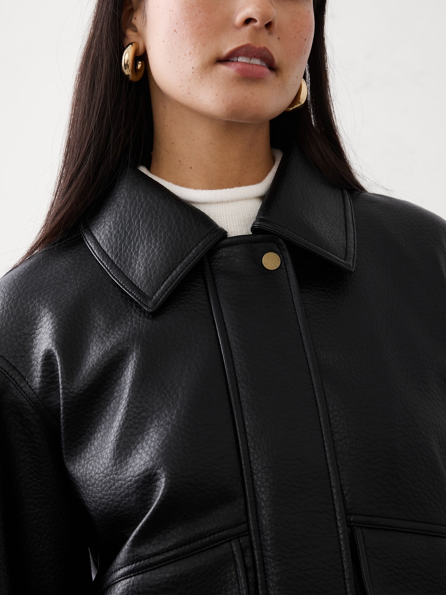 Image number 3 showing, Vegan Leather Bomber Jacket
