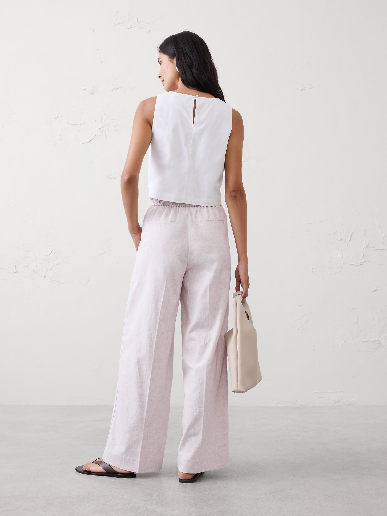 Image number 2 showing, High-Rise Linen-Blend Wide-Leg Pant