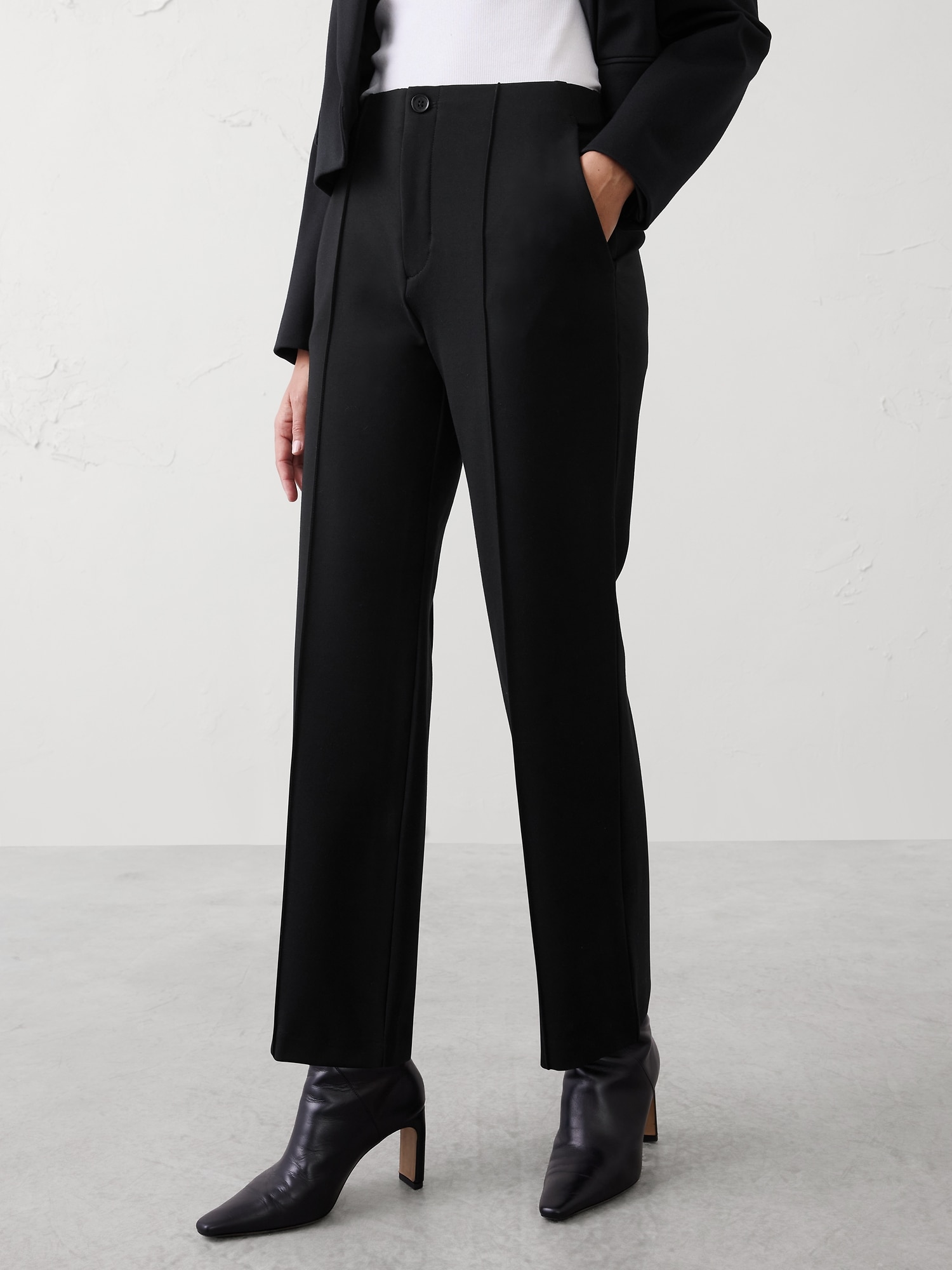 Image number 3 showing, High-Rise Straight Knit Ponte Pant