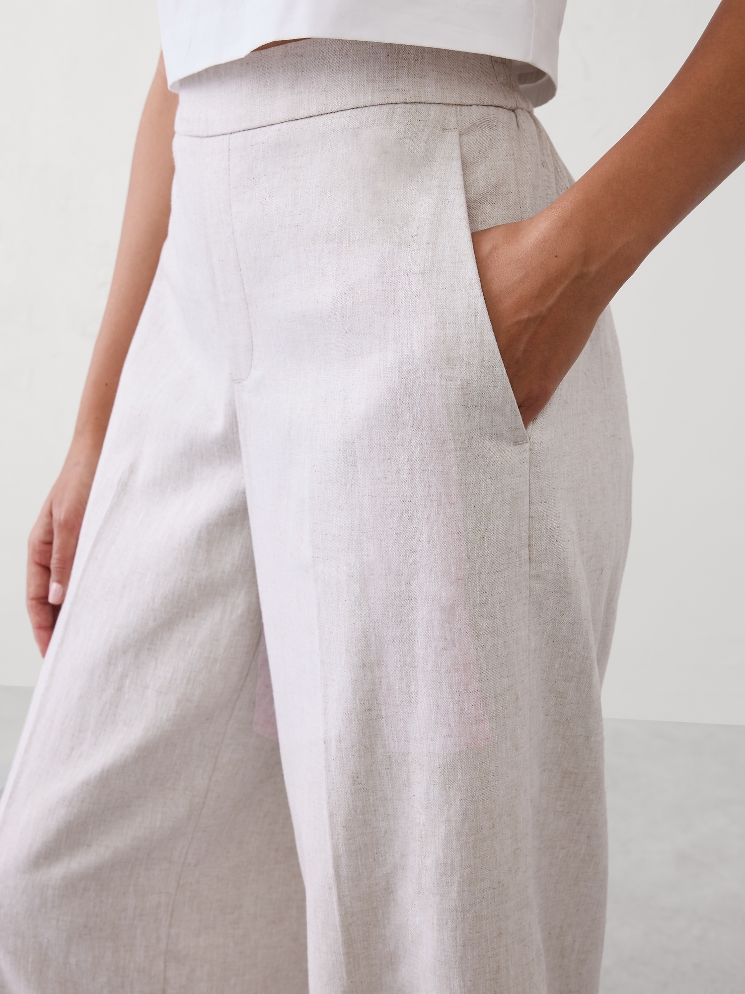 Image number 3 showing, High-Rise Linen-Blend Wide-Leg Pant