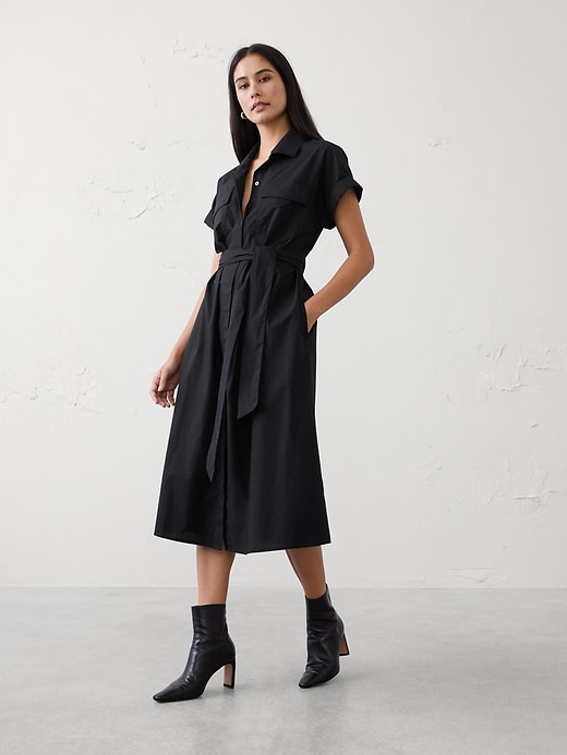 Poplin Utility Midi Shirtdress