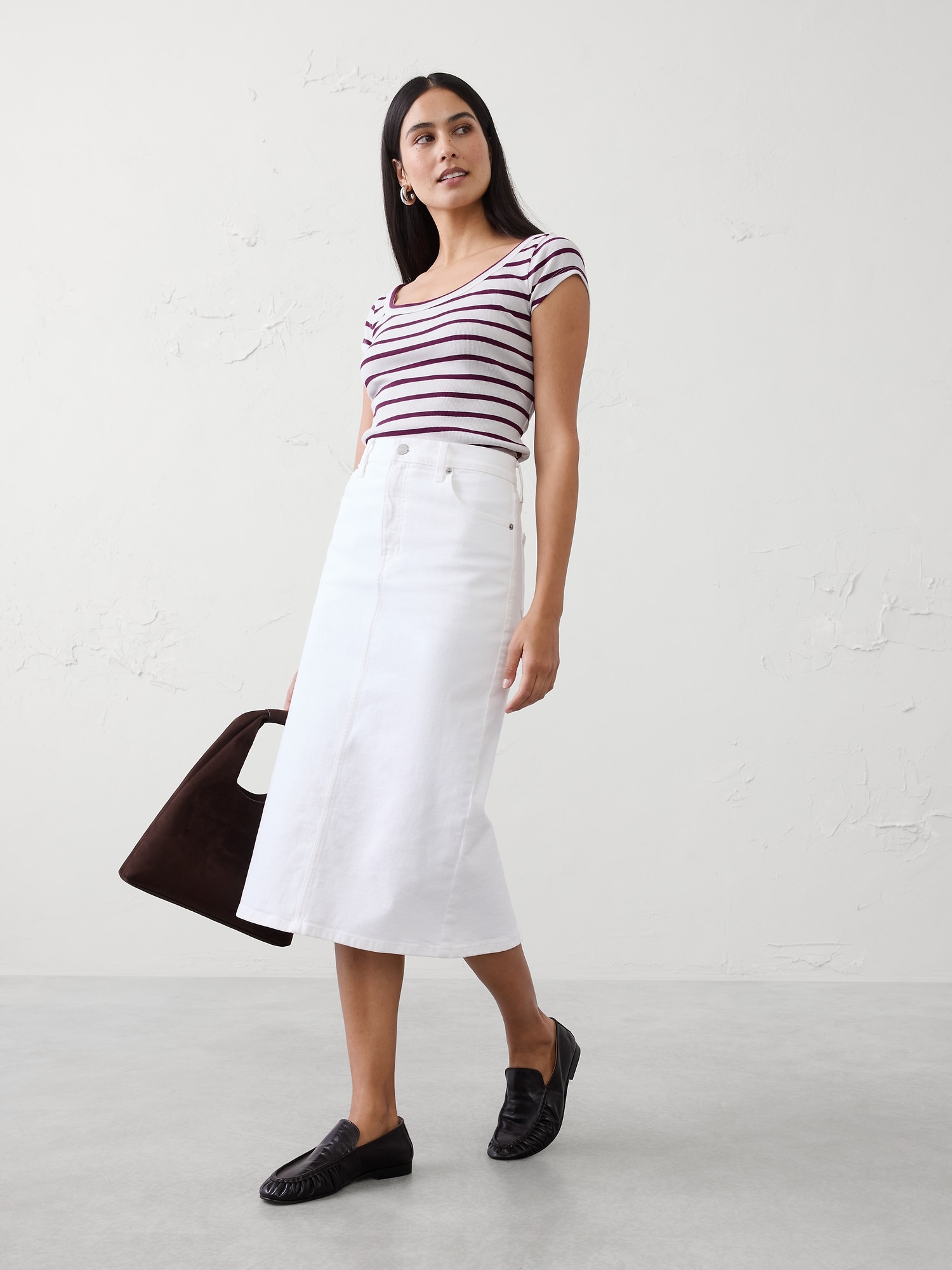 Ribbed Scoop-Neck T-Shirt