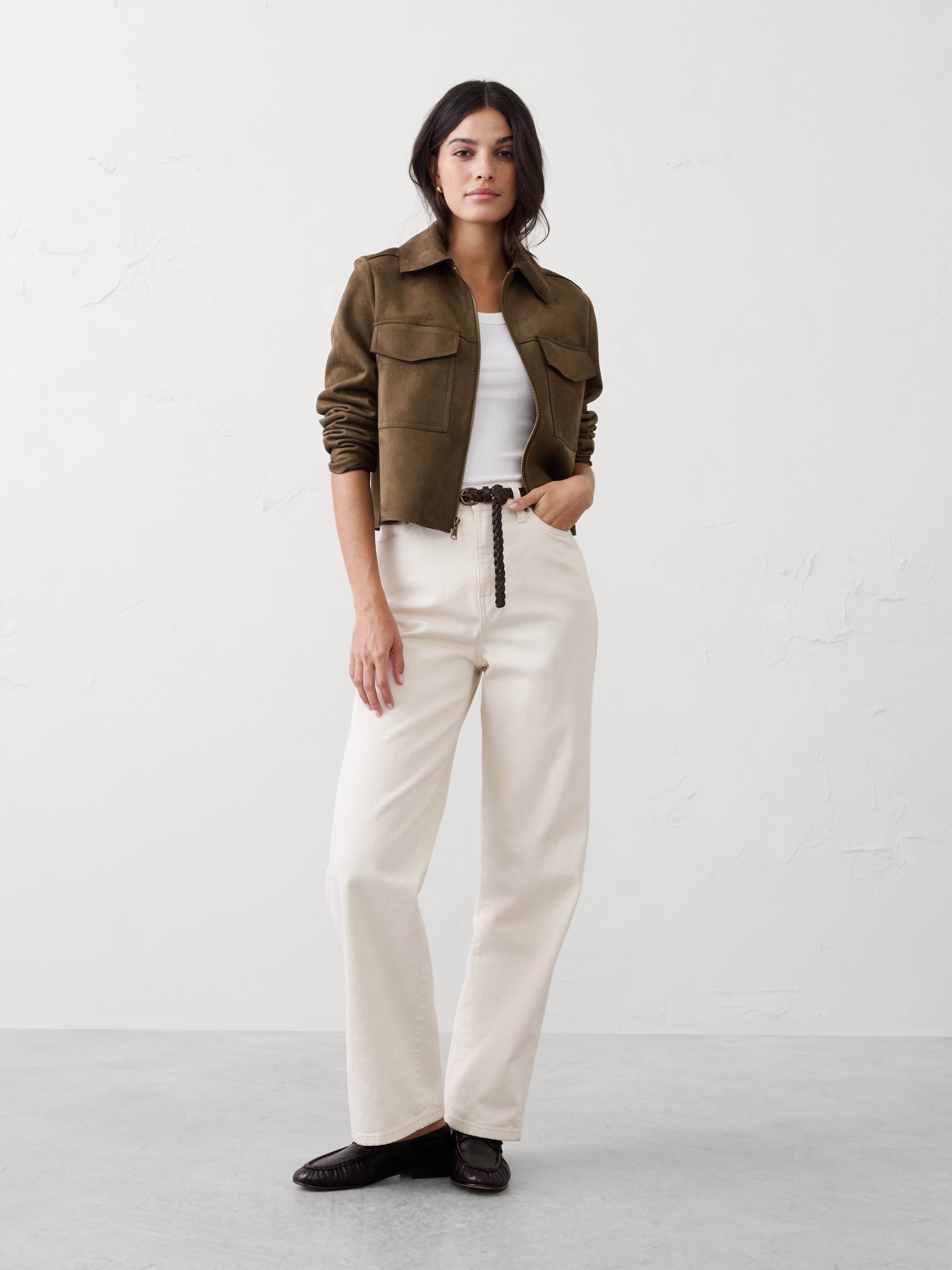 Vegan Suede Cropped Jacket