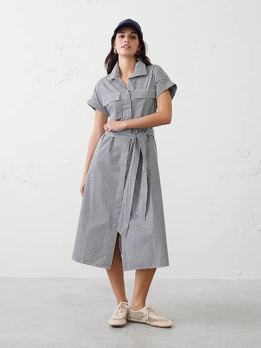 Poplin Utility Midi Shirtdress