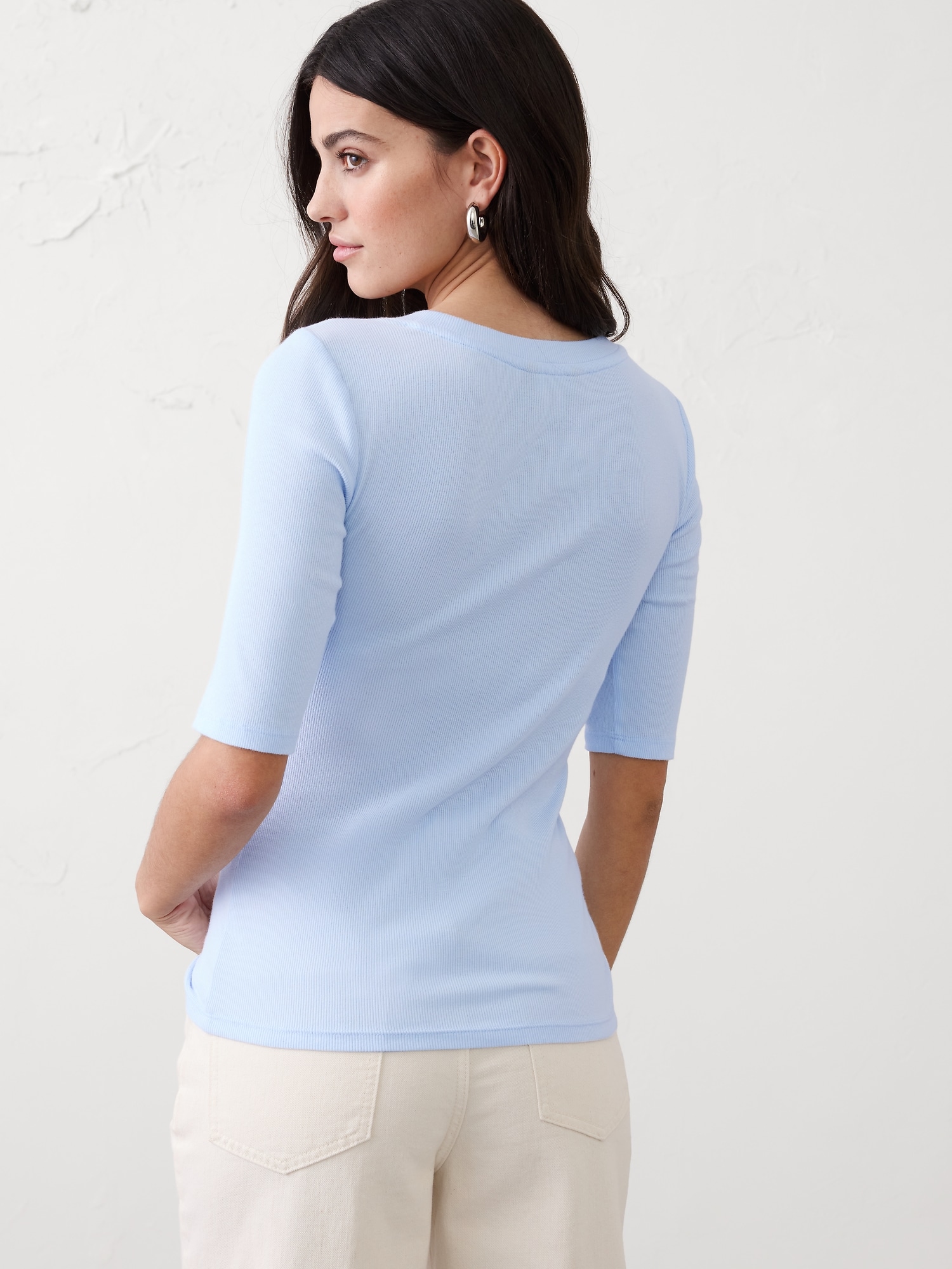 Image number 8 showing, Ribbed Elbow-Sleeve T-Shirt