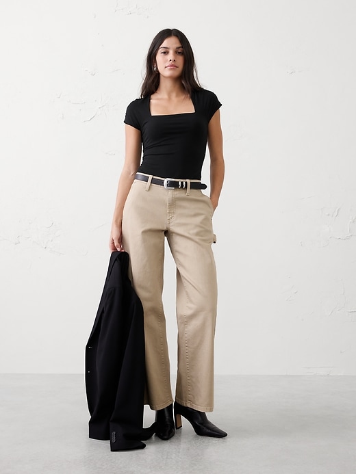 EFFLORESCENCE Banana-na ブラック レディースSサイズ New Soft Stretch Square-Neck Bodysuit | Banana Republic Factory