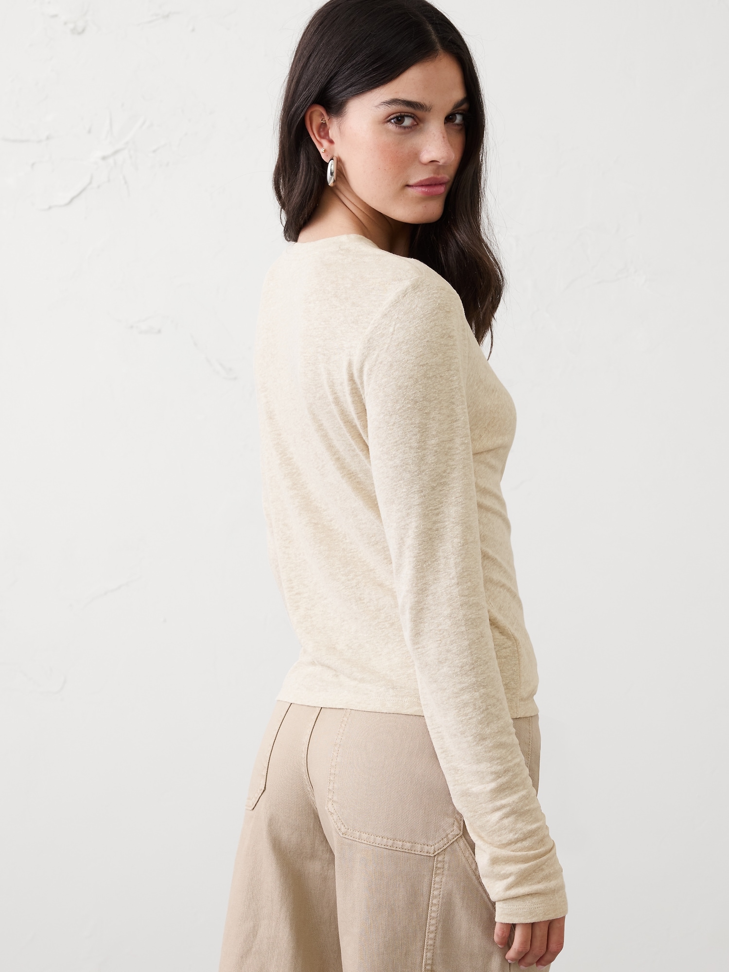 Image number 2 showing, Linen-Blend Twist T-Shirt