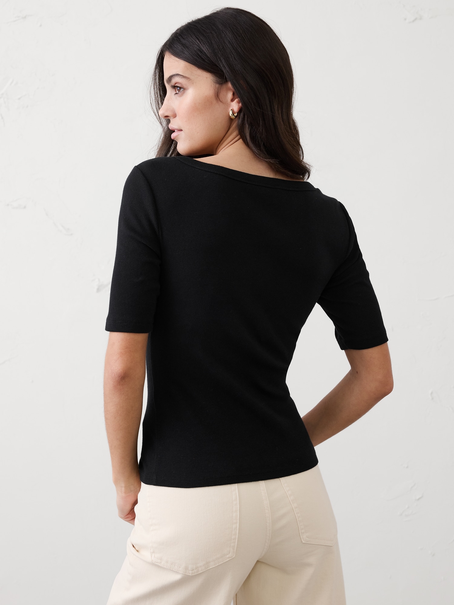 Image number 2 showing, Ribbed Elbow-Sleeve Henley T-Shirt