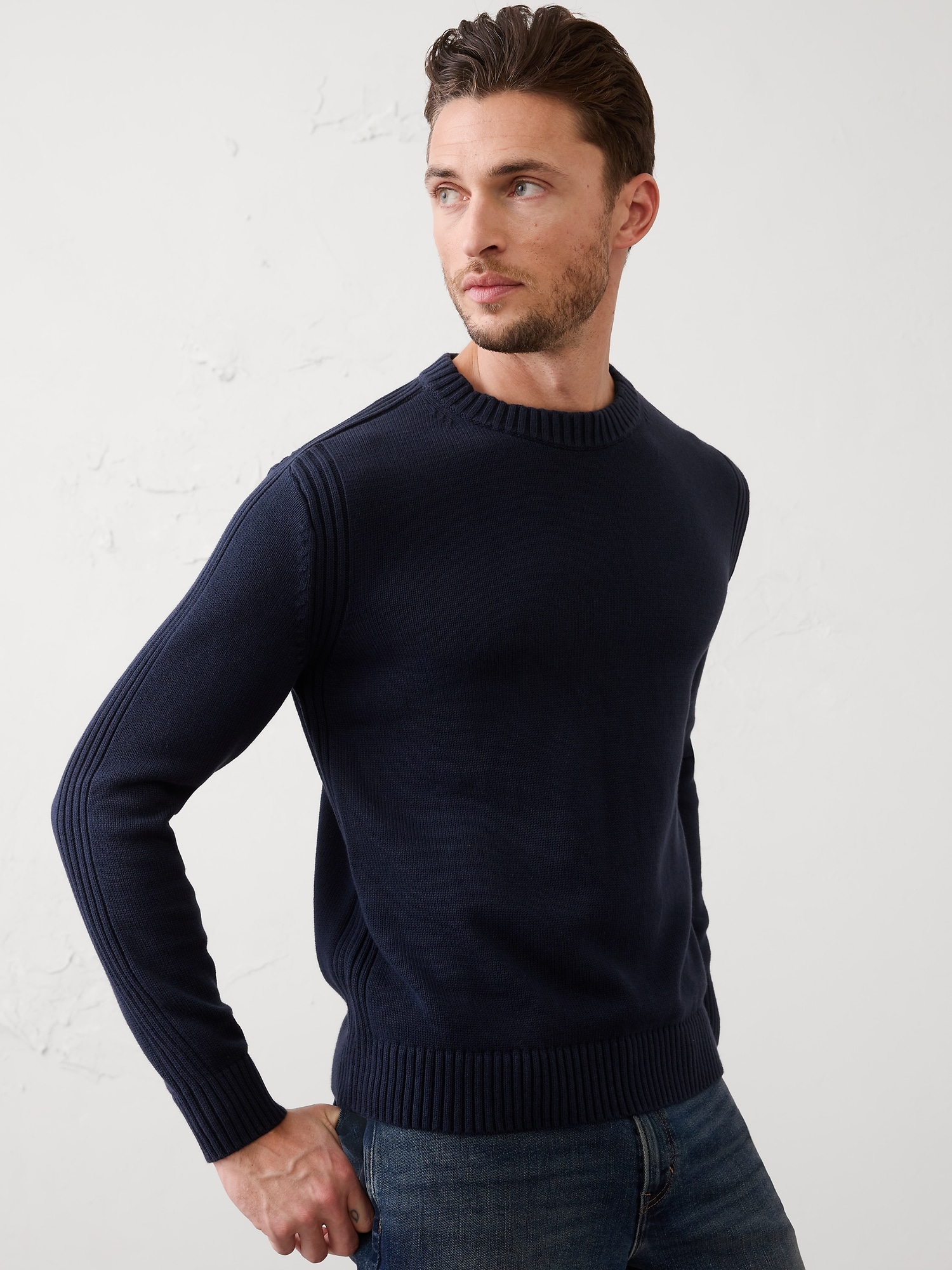 Plaited Crew-Neck Sweater