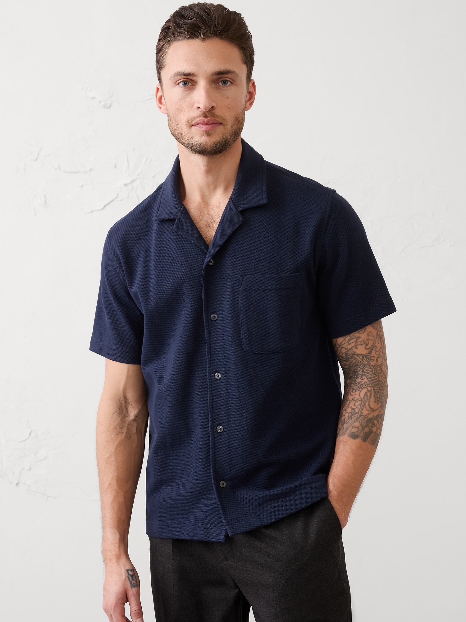 Standard-Fit Textured Resort Polo