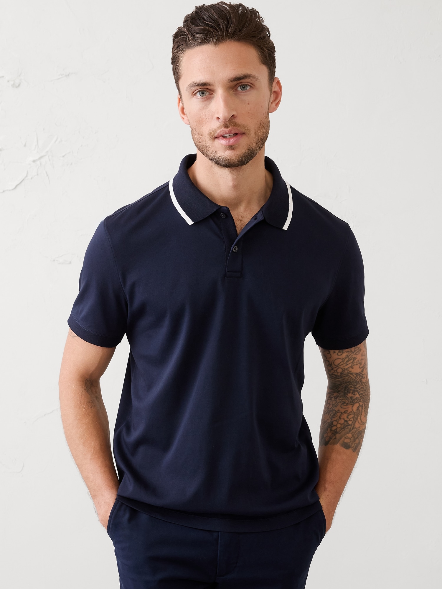 Standard-Fit Luxe Touch Tipped Polo