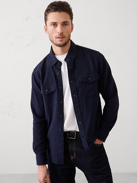 Standard-Fit Double Weave Shirt | Banana Republic Factory
