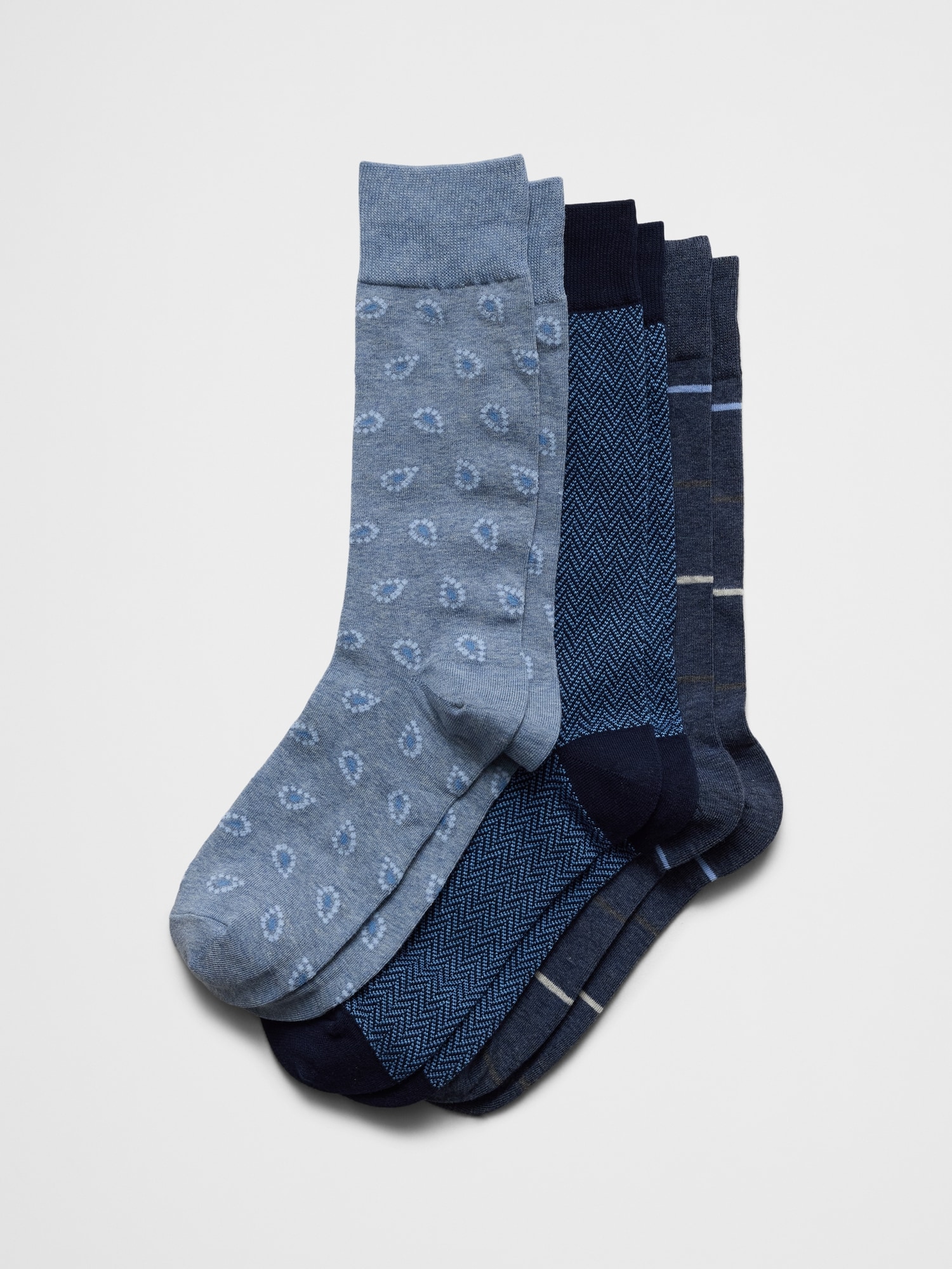 Blue Pasley Trouser Socks (3 Pack)