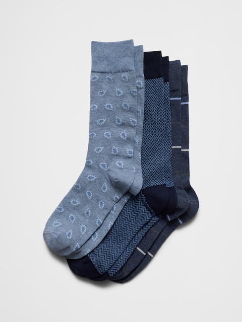 Blue Pasley Trouser Socks (3 Pack)