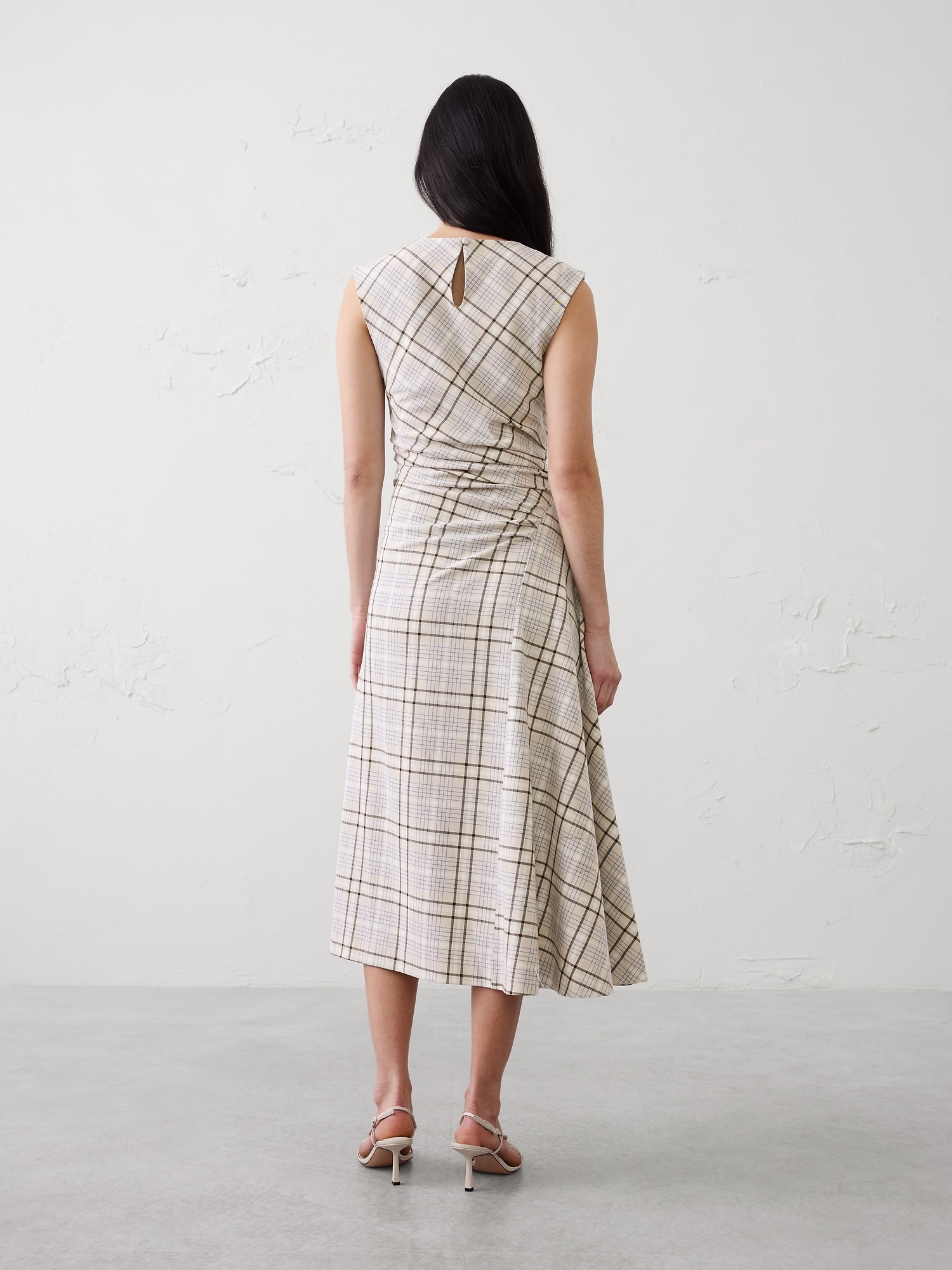 Image number 2 showing, High-Neck Shirred Midi Dress