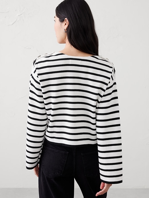 Striped Button Notch-Neck Sweater | Banana Republic Factory